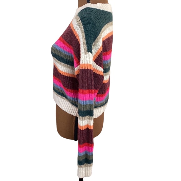 American Eagle plush knit ribbed striped cropped sweater size XS - Picture 3 of 11